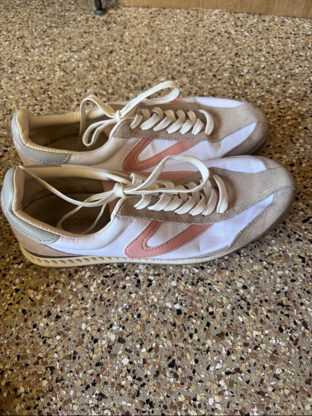 Tretorn Women's Sneakers in White, Beige, and Dusty Pink